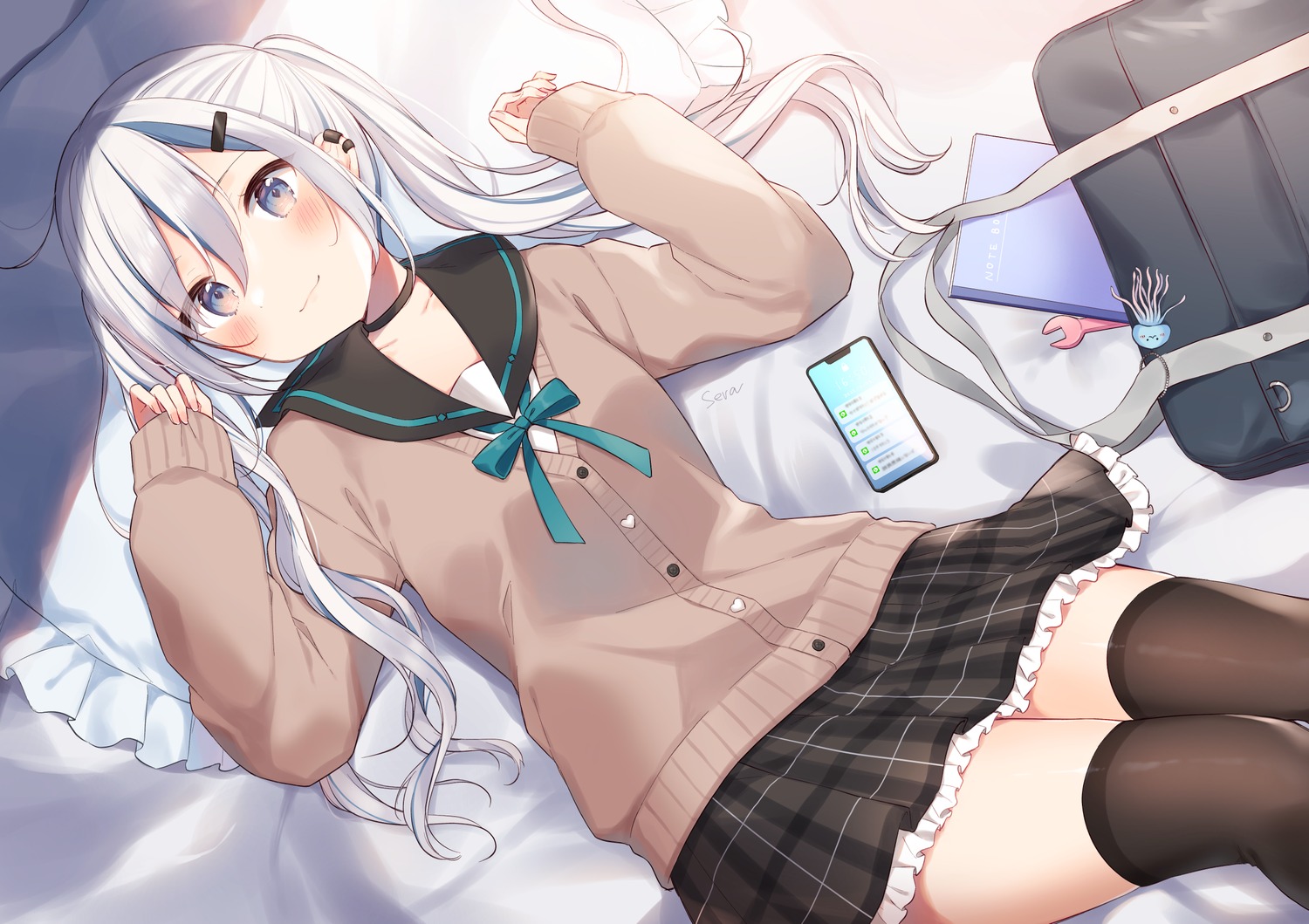 seifuku, shiino_sera, sweater, thighhighs
