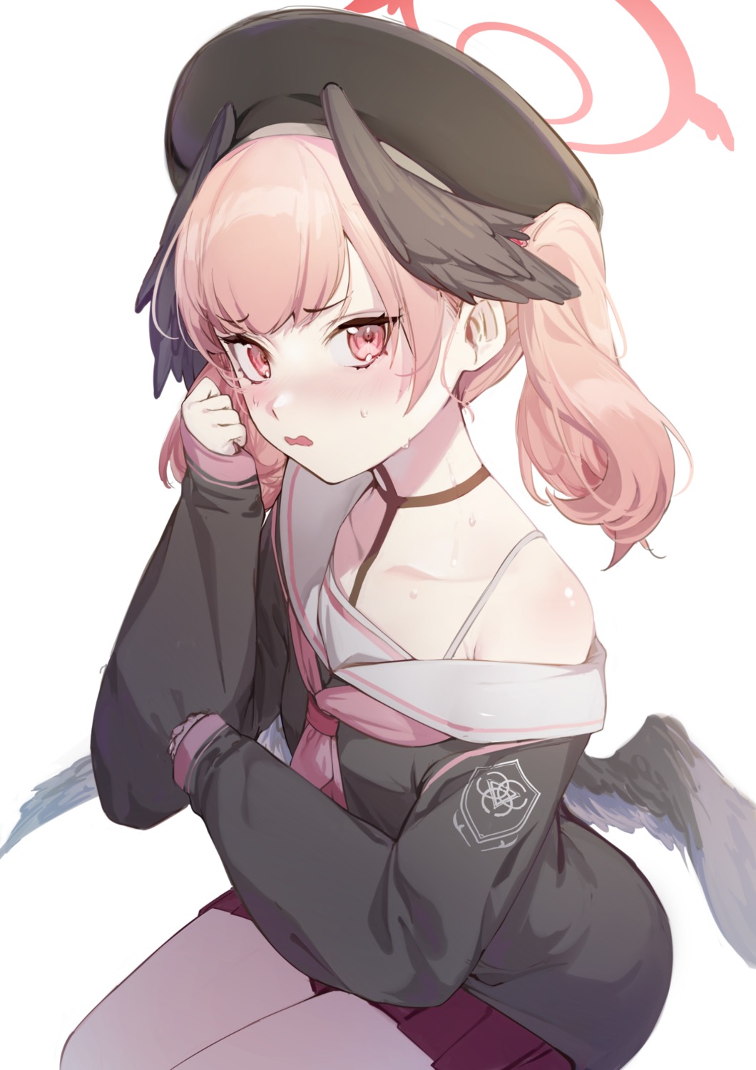 blue_archive, halo, hiiragi_mikoto, seifuku, shimoe_koharu, wings