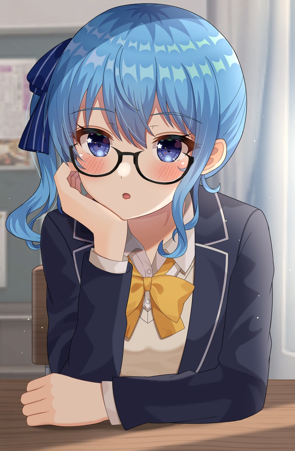 hisui_(user_zvkr2432), hololive, hoshimachi_suisei, megane, seifuku, sweater