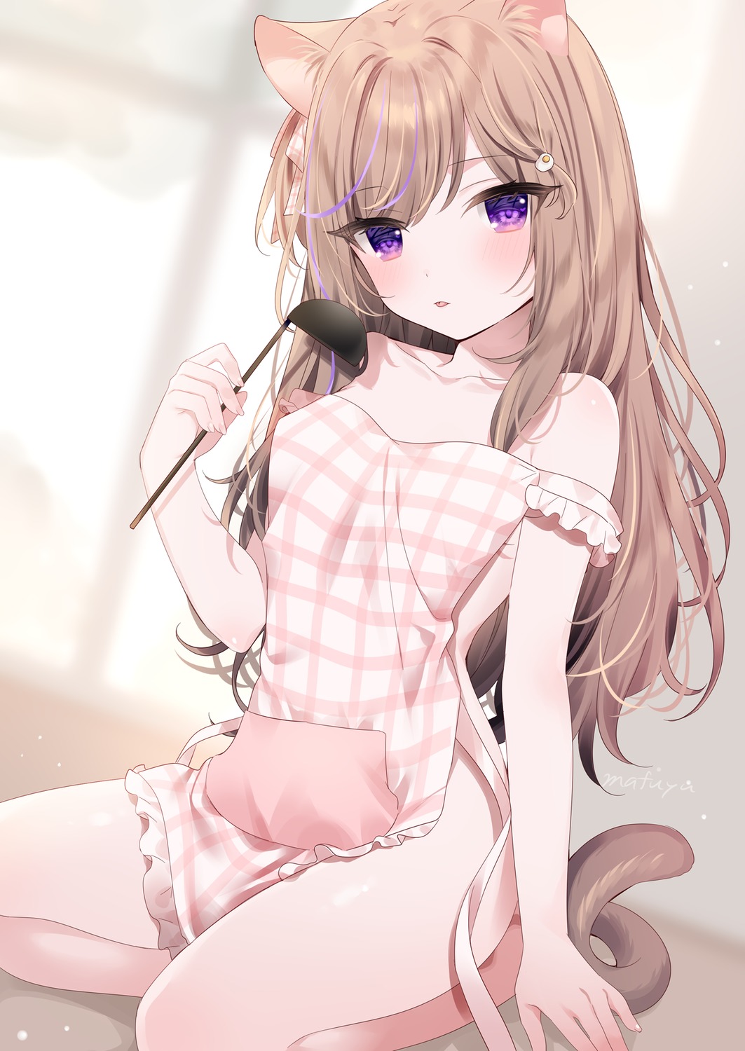 animal_ears, leo, mafuyu_(chibi21), naked_apron, nekomimi, tail