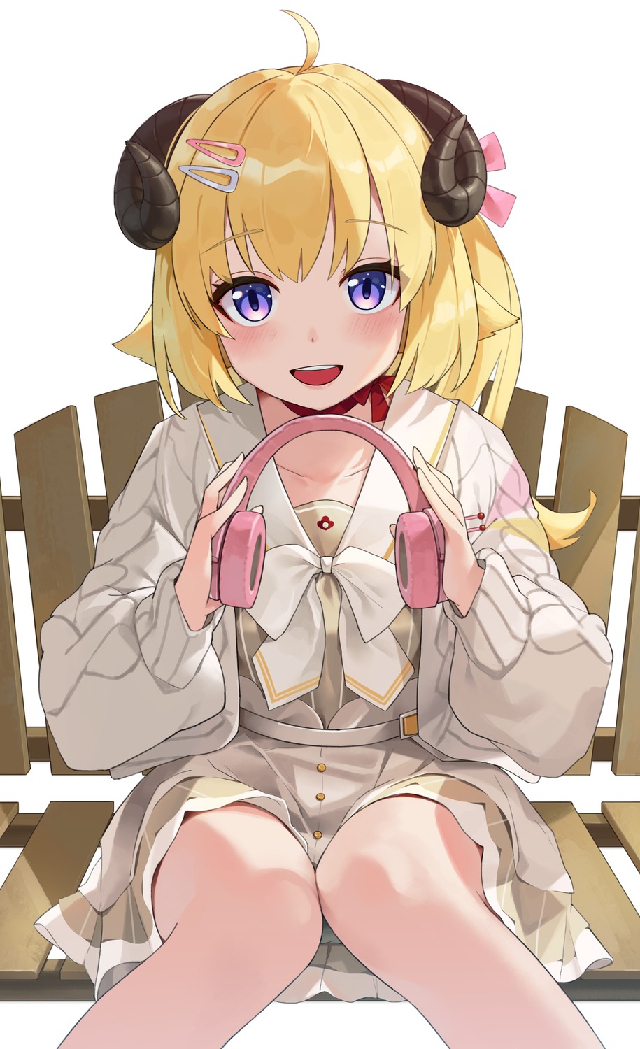 headphones, hololive, horns, kaguya_(srx61800), tsunomaki_watame