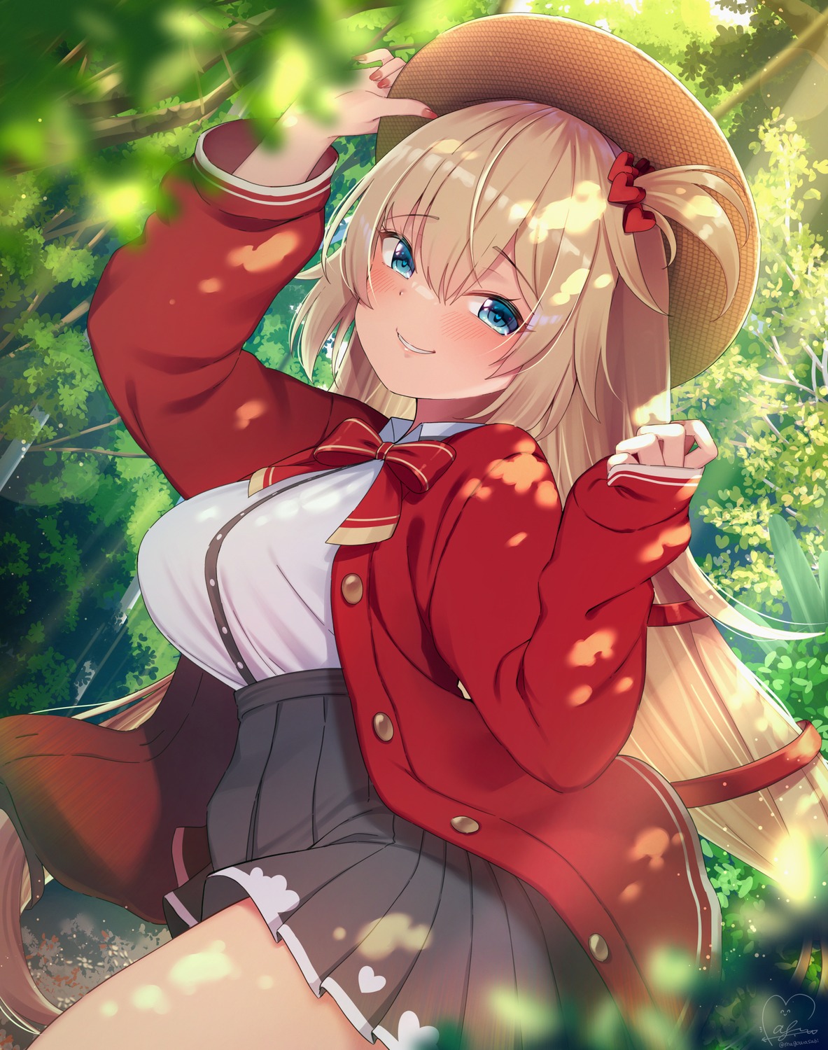 akai_haato, hololive, magowasabi, seifuku, sweater