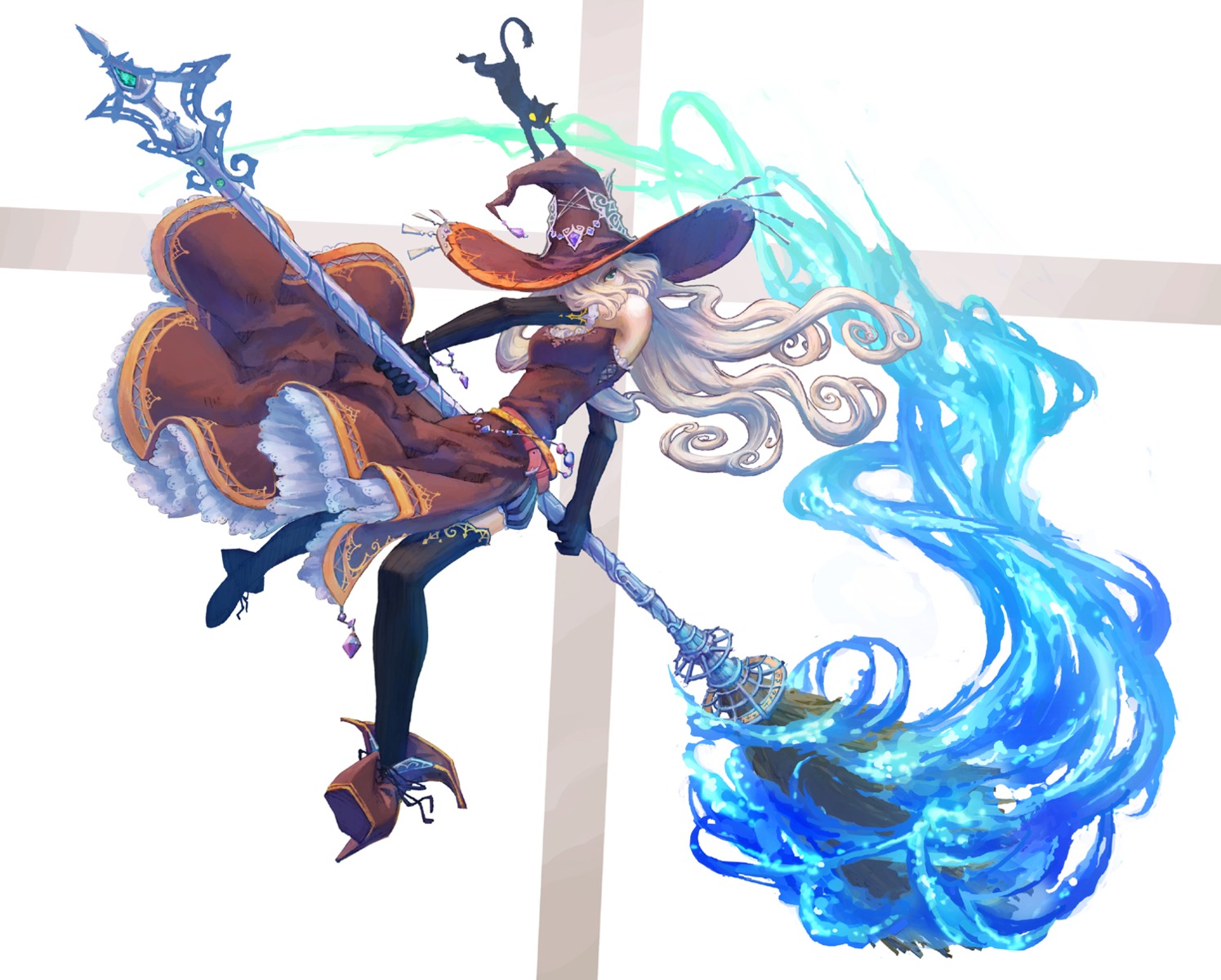 kazuhi, neko, thighhighs, witch