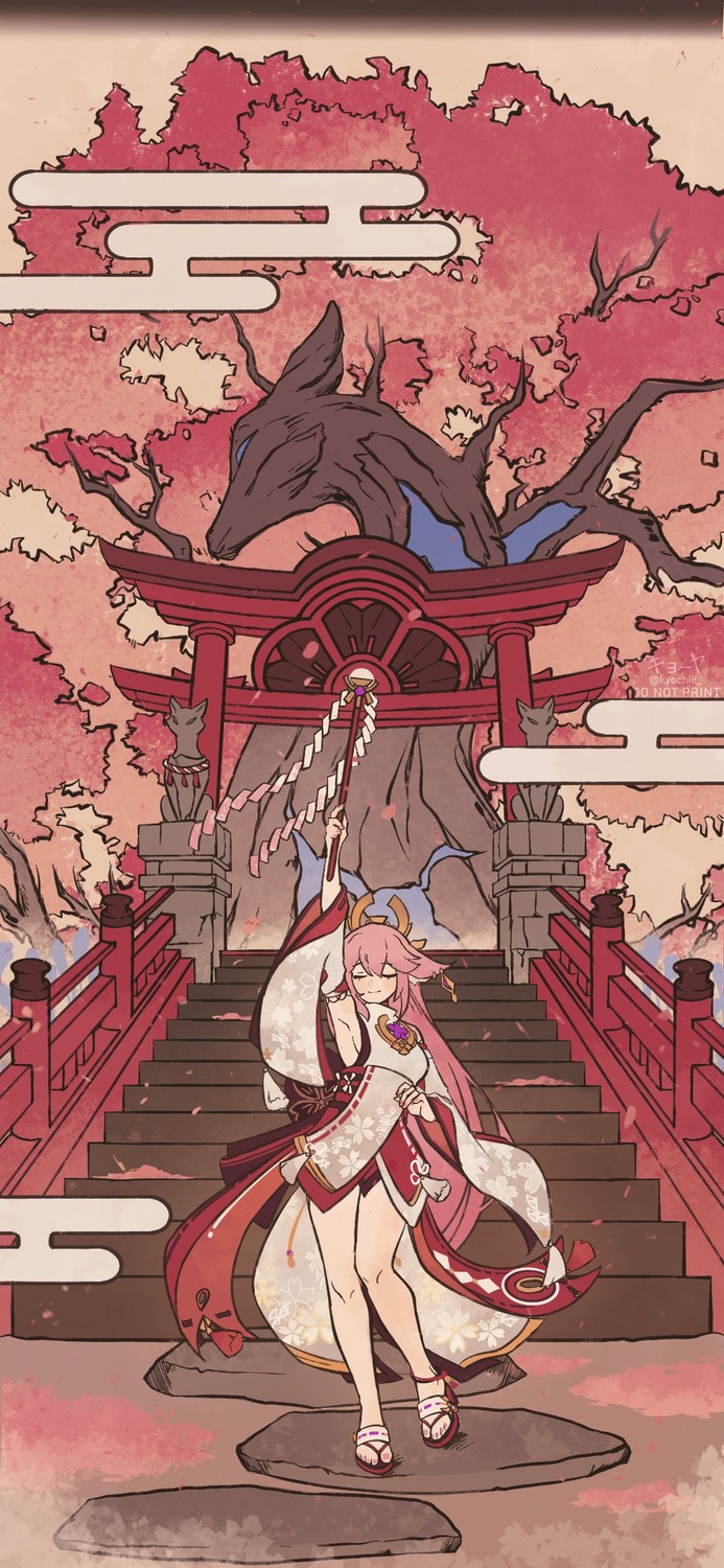 animal_ears, genshin_impact, japanese_clothes, kitsune, kyochiii, yae_miko