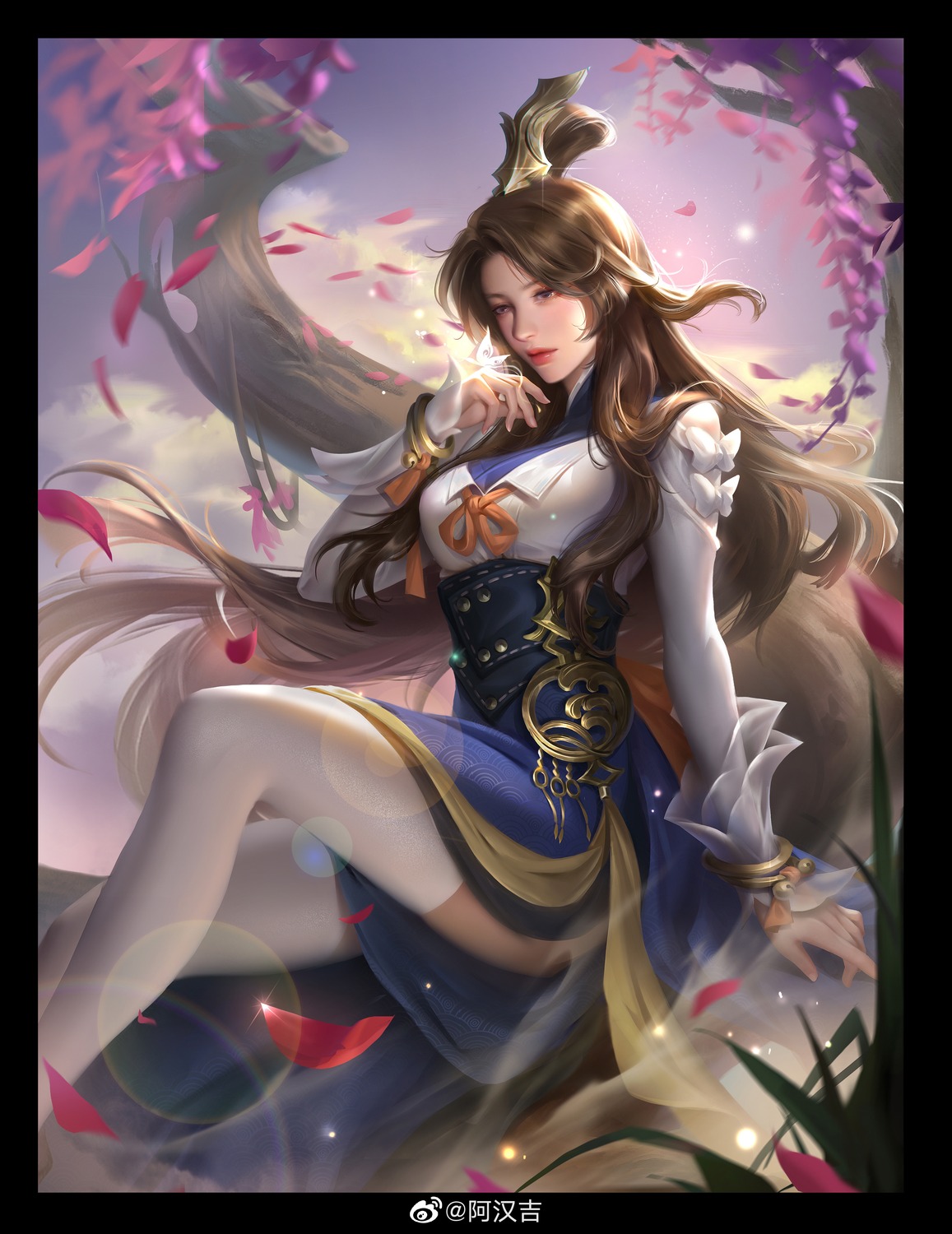 hanji_zheng, hong_tu_zhi_xia, thighhighs, watermark