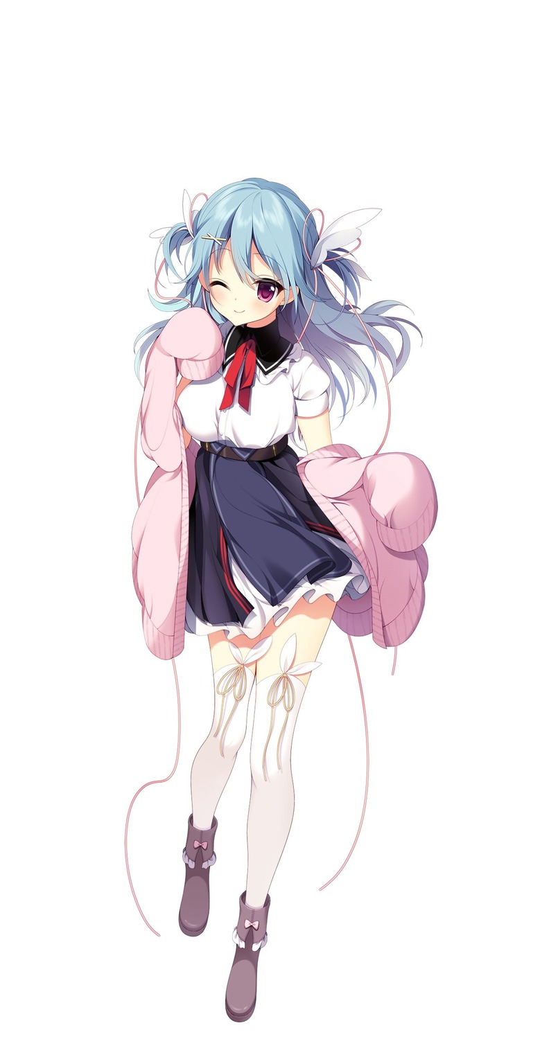 amatsuka_nanana, meikei_no_lupercalia, seifuku, sushimekabu, sweater, thighhighs, uguisukagura