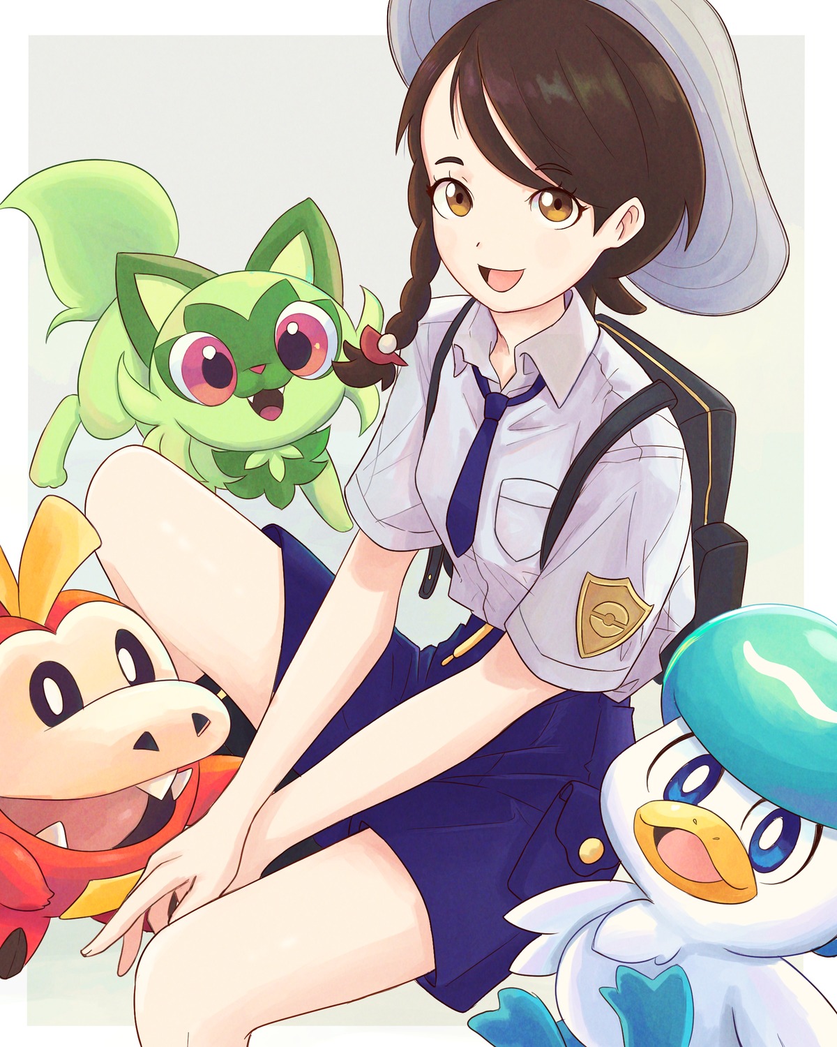 aoi_(pokemon), fuecoco, pokemon, pokemon_sv, quaxly, sprigatito, truejekart, uniform