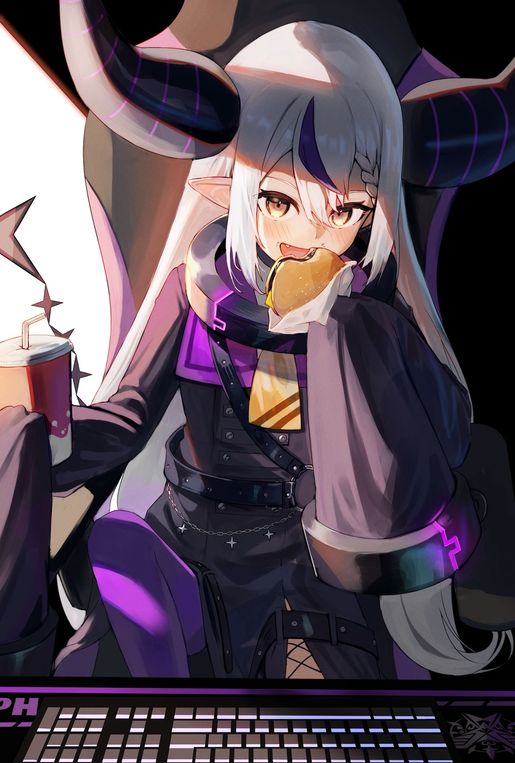 devil, dress, hololive, horns, la+_darknesss, pointy_ears, pyytato, tail