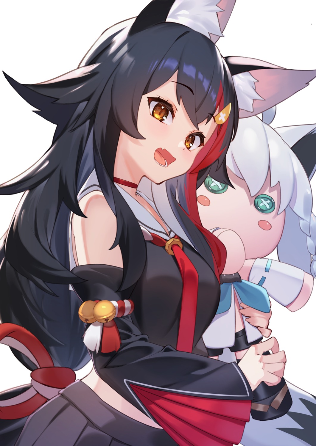 animal_ears, chibi, gallant99770, hololive, hololive_gamers, kitsune, ookami_mio, shirakami_fubuki