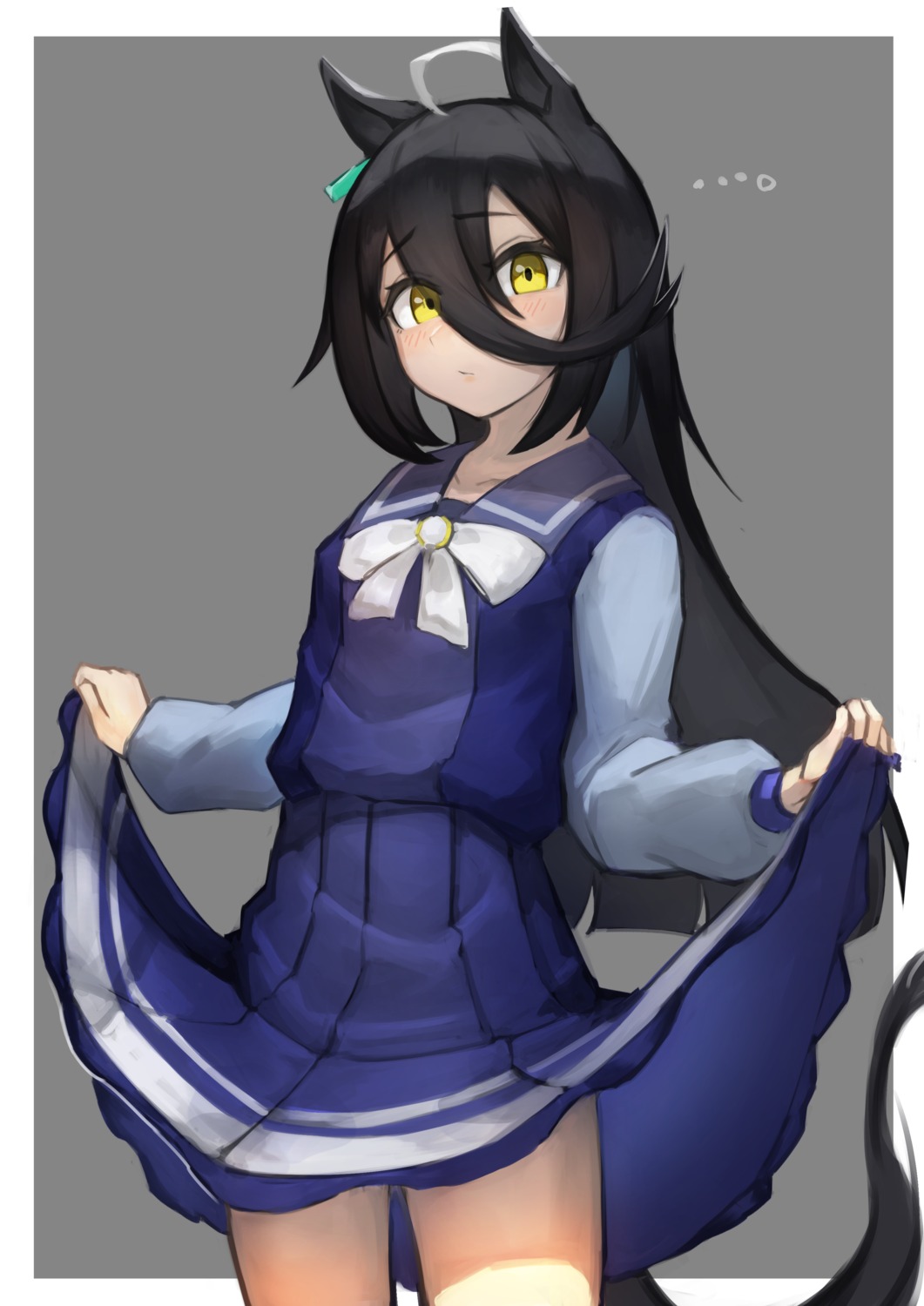 animal_ears, manhattan_cafe_(umamusume), seifuku, skirt_lift, tail, uma_musume_pretty_derby, watashinabe