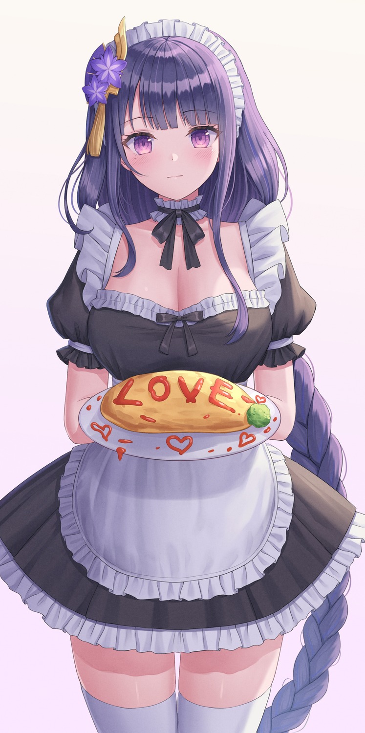 genshin_impact, maid, no_bra, raiden_shogun, seungju_lee, thighhighs