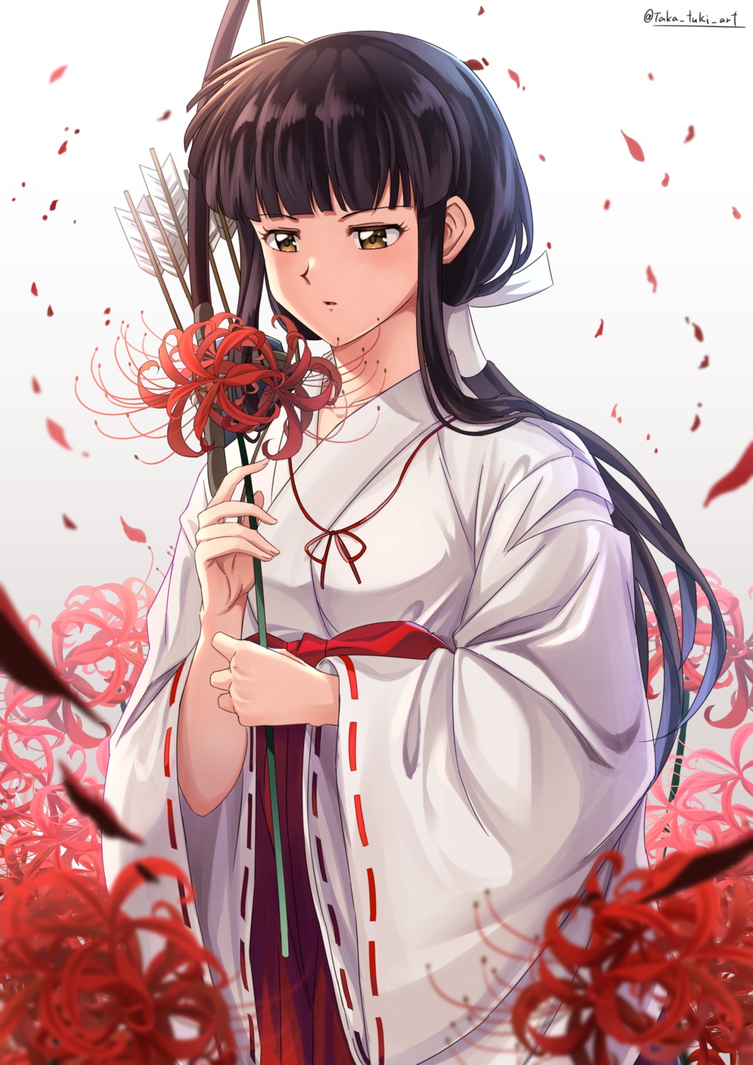 inuyasha, kikyou_(inuyasha), miko, takatsuki_p, weapon