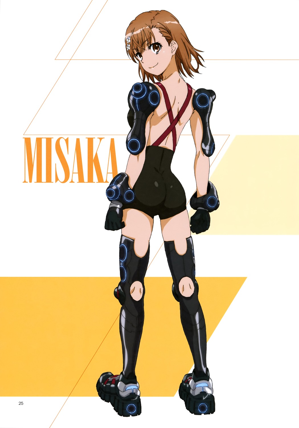 armor, ass, hasegawa_shinya, hiyamizu_yukie, misaka_mikoto, thighhighs, toaru_kagaku_no_railgun, toaru_majutsu_no_index