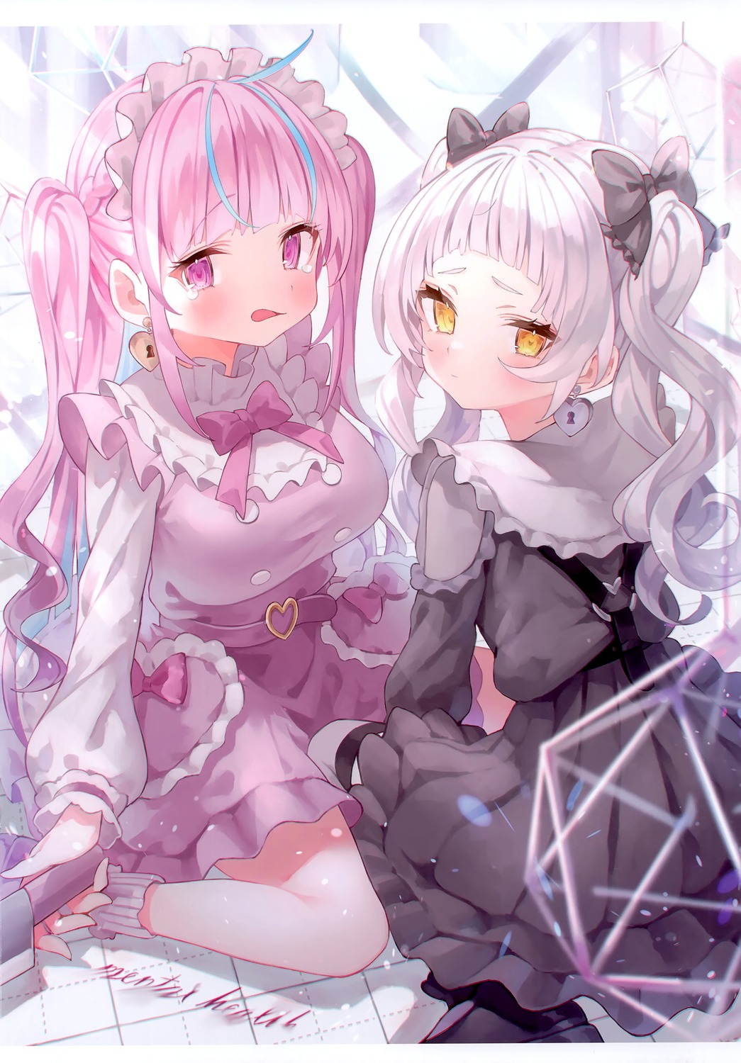 dress, gothic_lolita, hololive, lolita_fashion, minato_aqua, murasaki_shion, rin31153336