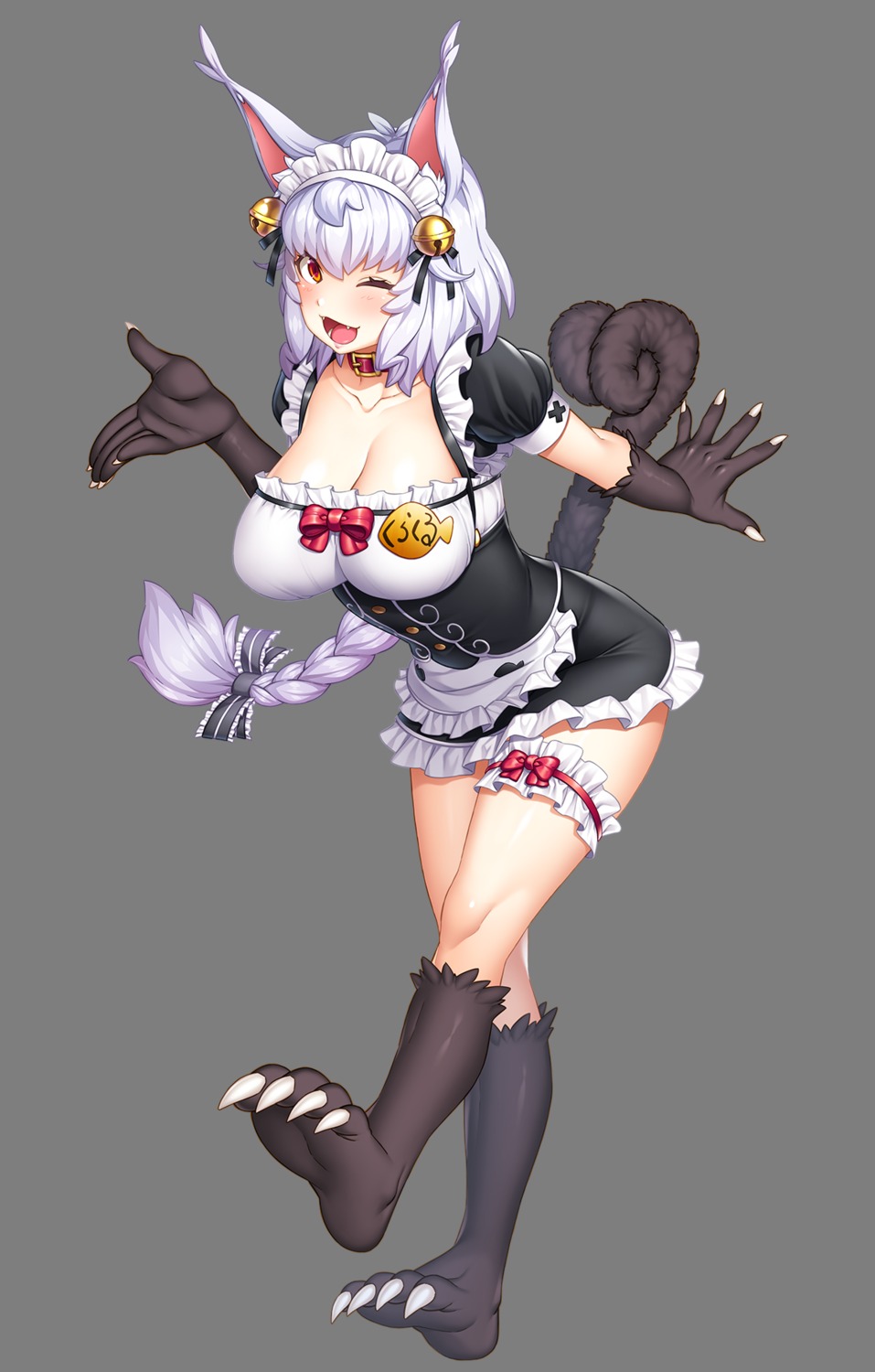 animal_ears, cleavage, garter, maid, tagme, tail, taimanin, taimanin_rpg