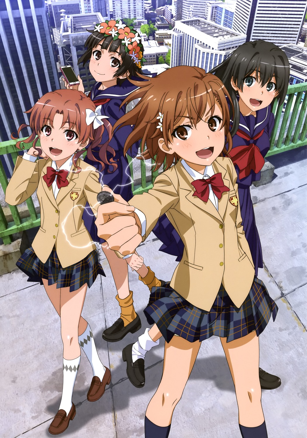 misaka_mikoto, saten_ruiko, seifuku, shirai_kuroko, tanaka_yuuichi, toaru_kagaku_no_railgun, toaru_majutsu_no_index, uiharu_kazari