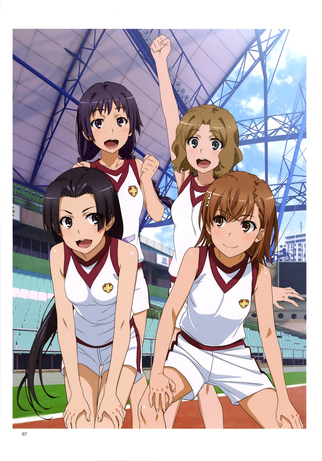 awatsuki_maaya, gym_uniform, kongou_mitsuko, misaka_mikoto, tanaka_yuuichi, toaru_kagaku_no_railgun, toaru_majutsu_no_index, wannai_kinuho