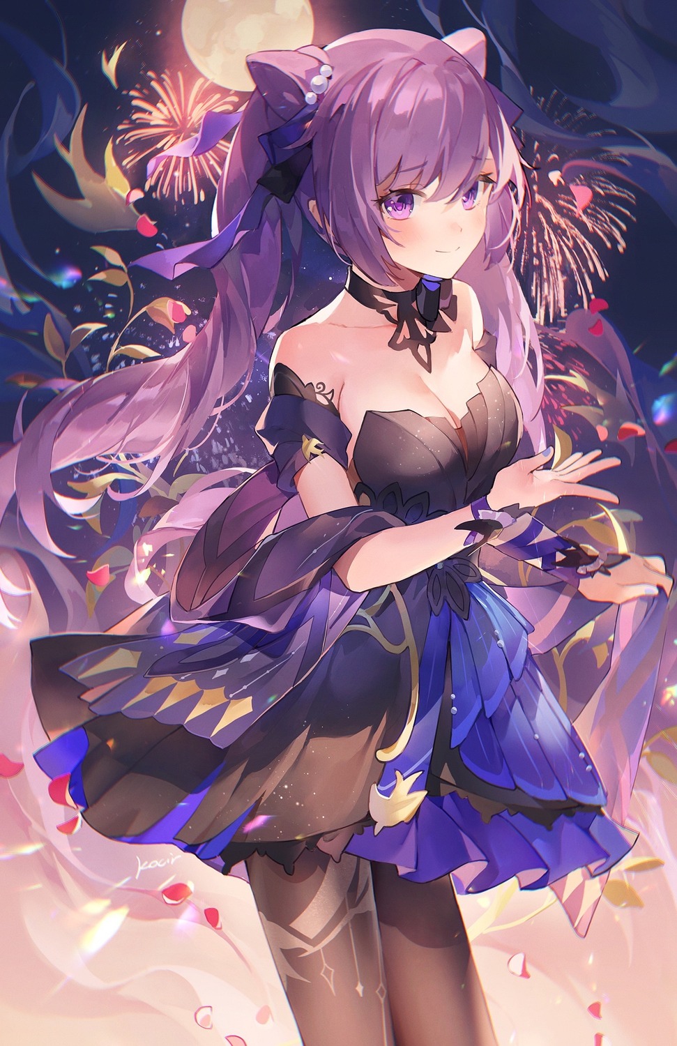 dress, genshin_impact, keqing, kocir, pantyhose
