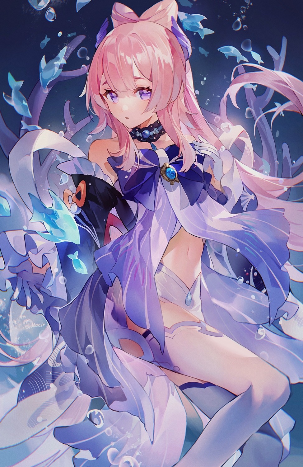 genshin_impact, kocir, sangonomiya_kokomi, thighhighs