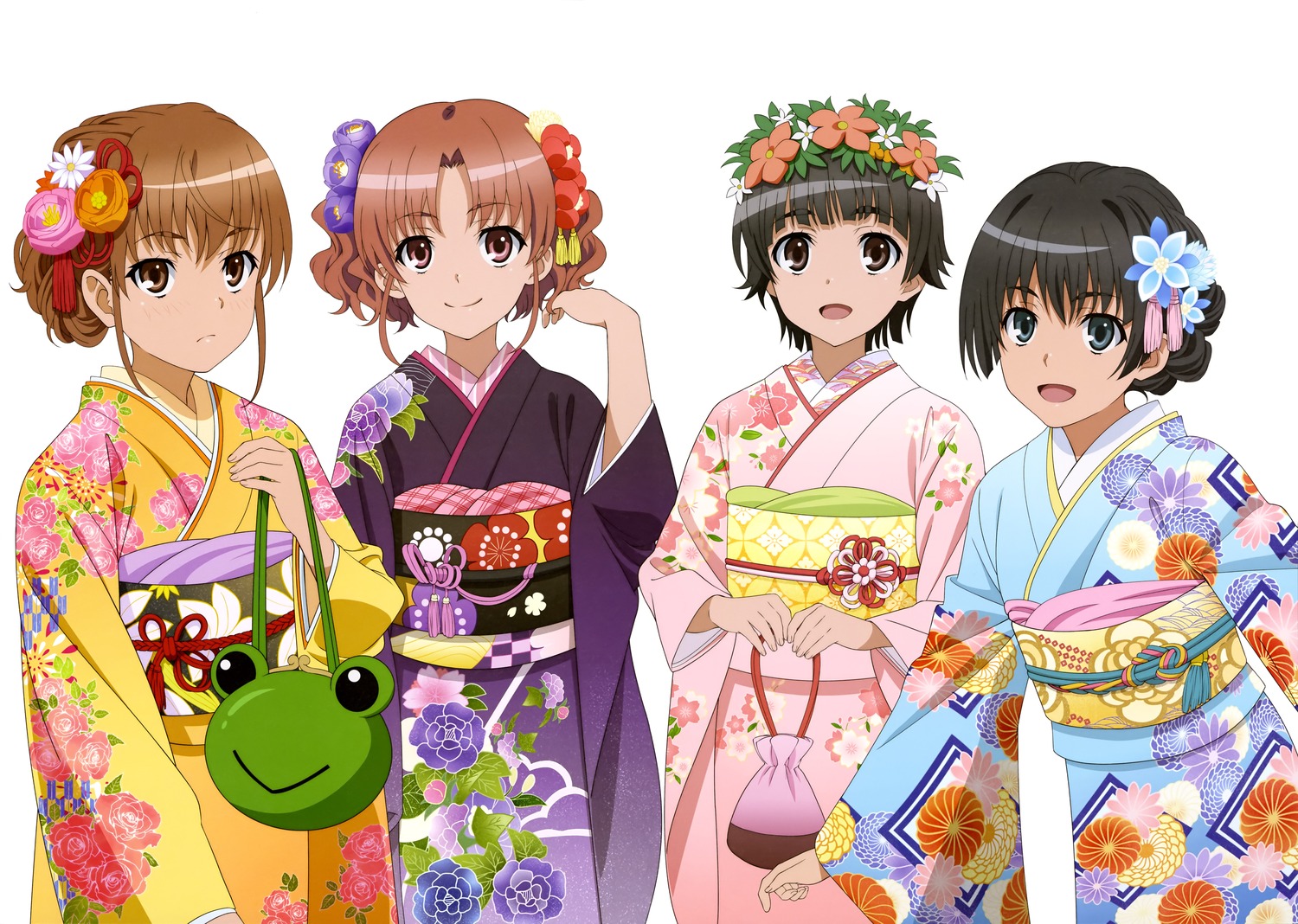 kimono, misaka_mikoto, saten_ruiko, shirai_kuroko, toaru_kagaku_no_railgun, toaru_majutsu_no_index, uiharu_kazari, yoshida_yuuko