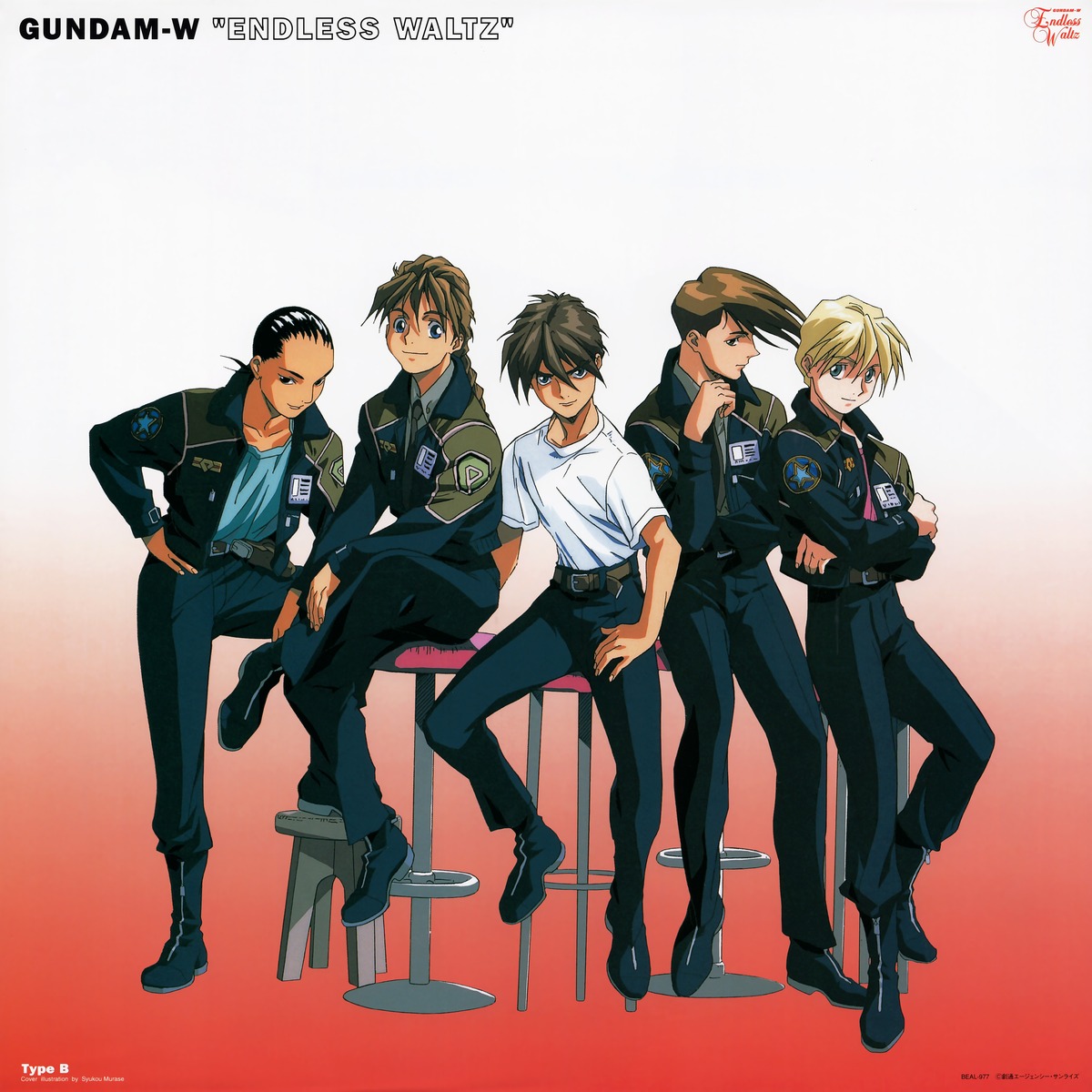 chang_wufei, duo_maxwell, gundam, gundam_wing, heero_yuy, murase_shuko, quatre_raberba_winner, trowa_barton