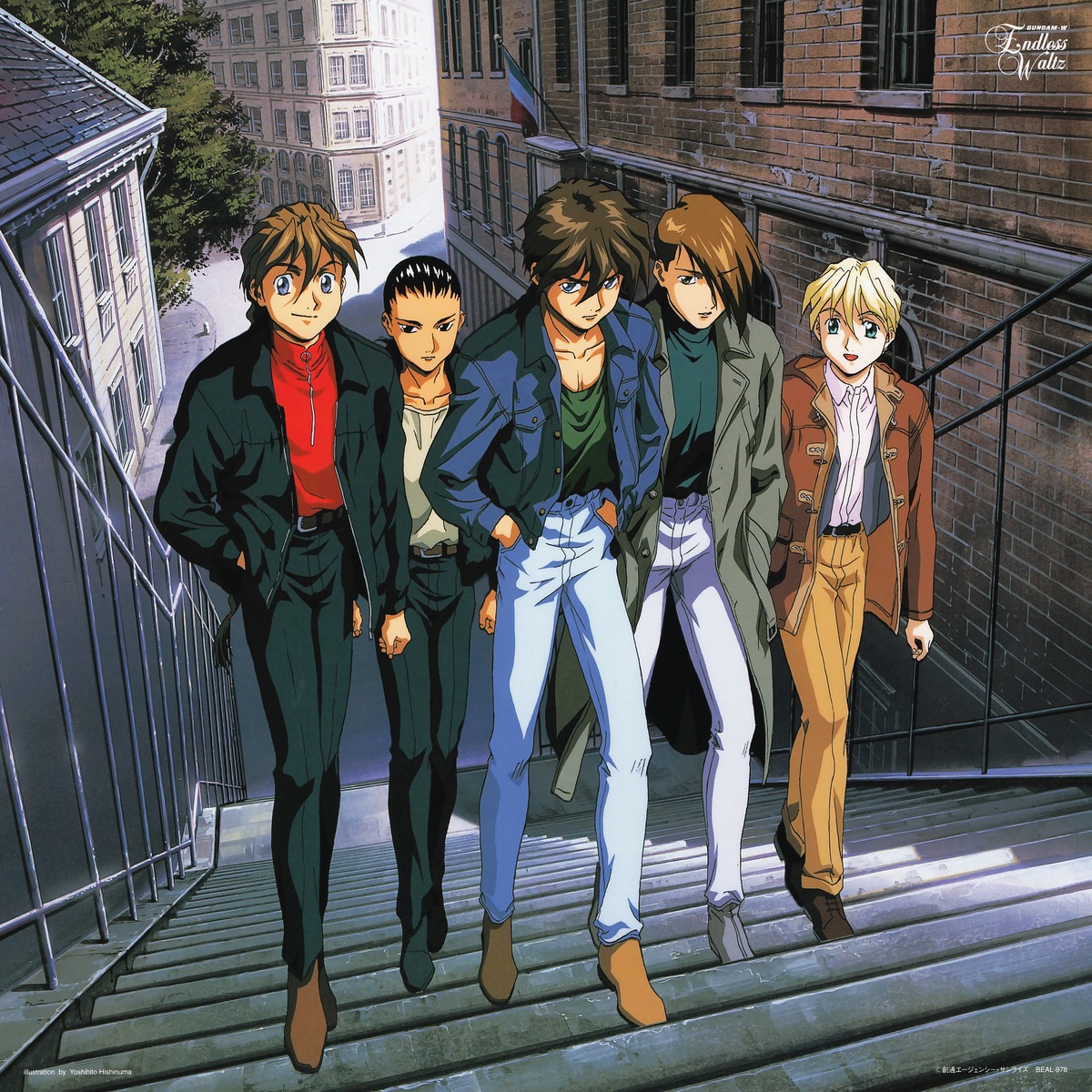 chang_wufei, duo_maxwell, gundam, gundam_wing, heero_yuy, hishinuma_yoshihito, quatre_raberba_winner, trowa_barton