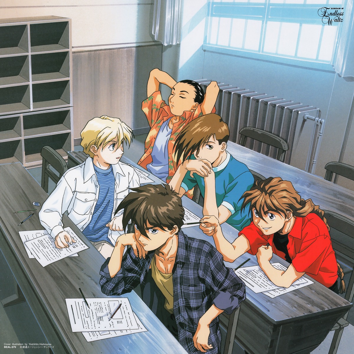 chang_wufei, duo_maxwell, gundam, gundam_wing, heero_yuy, hishinuma_yoshihito, quatre_raberba_winner, trowa_barton