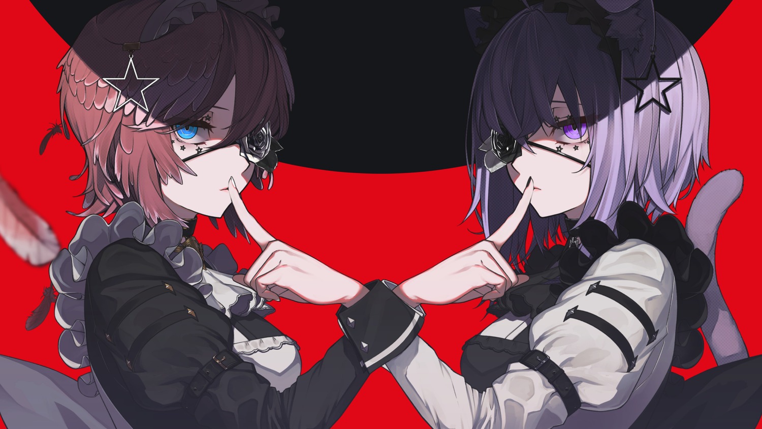 animal_ears, eyepatch, hololive, hololive_gamers, maid, nekomata_okayu, nekomimi, oshiruko_(oshiruco_212048)