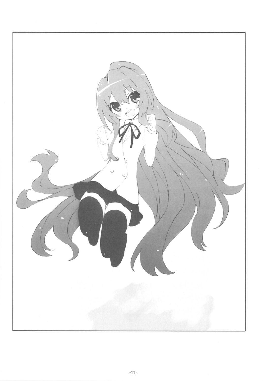 aisaka_taiga, monochrome, sato, satosute, seifuku, thighhighs, toradora!