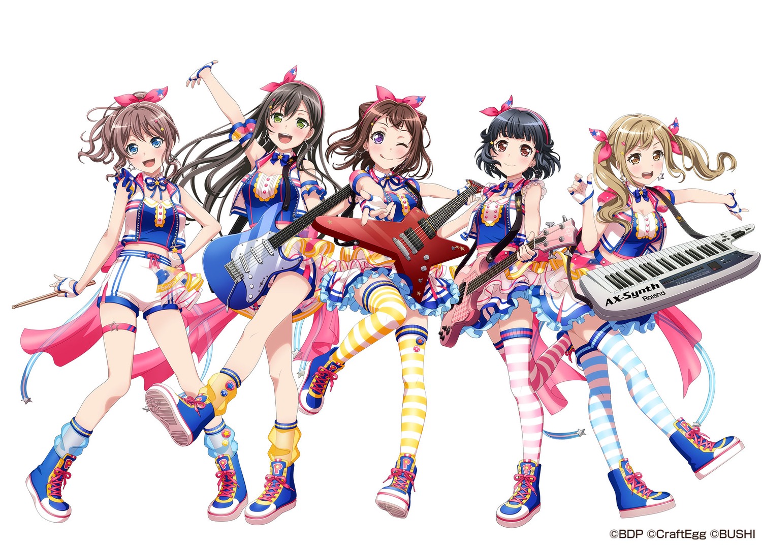 bang_dream!, cleavage, garter, guitar, hanazono_tae, ichigaya_arisa, tagme, thighhighs