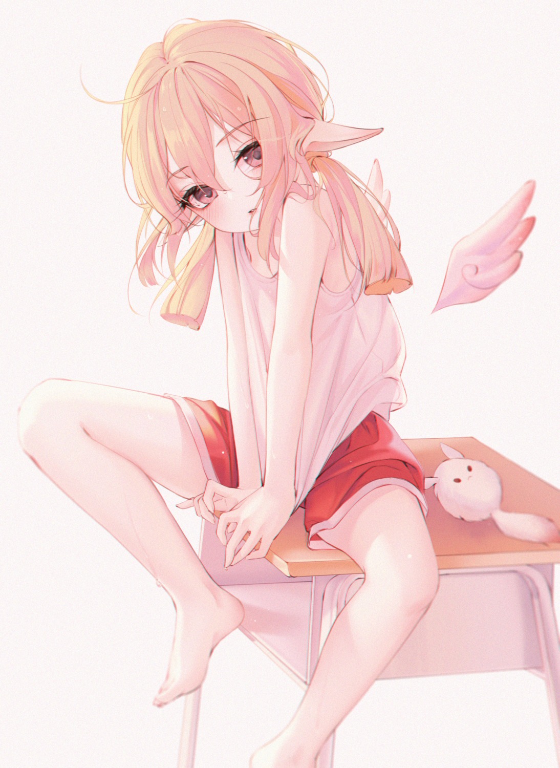 amaroku_neko, genshin_impact, gym_uniform, klee, pointy_ears, wings