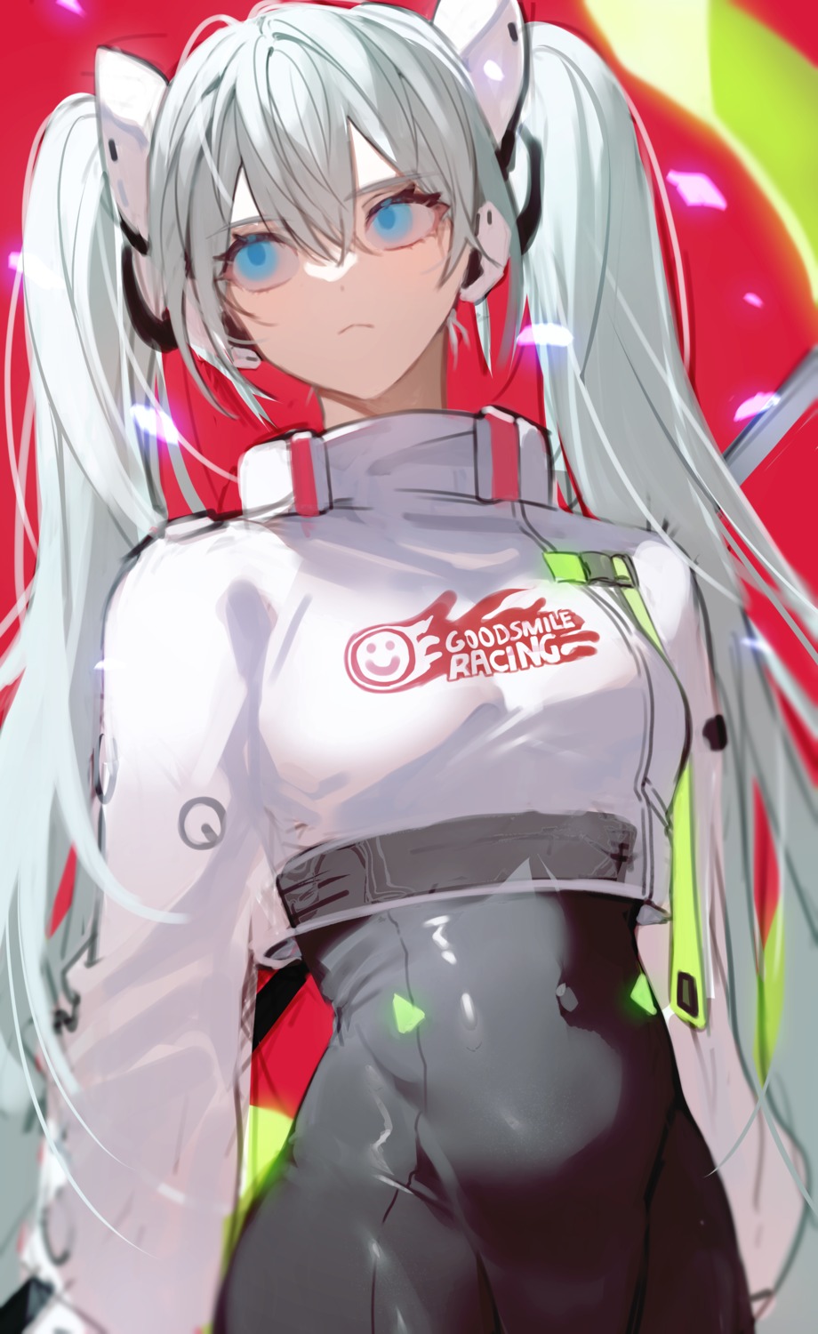 bodysuit, goodsmile_racing, hatsune_miku, headphones, racing_miku, timy, vocaloid