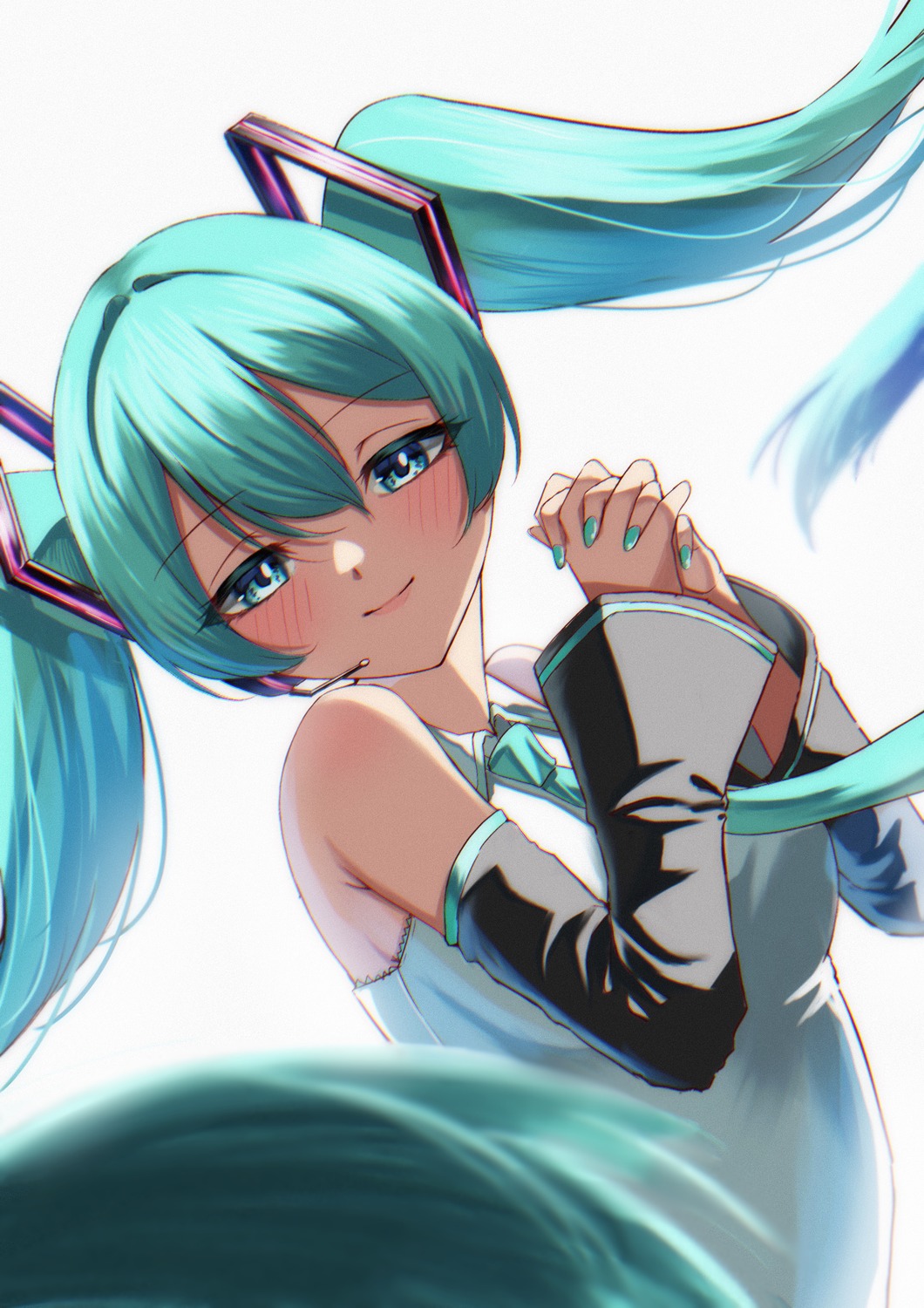 hatsune_miku, headphones, shooot108, vocaloid