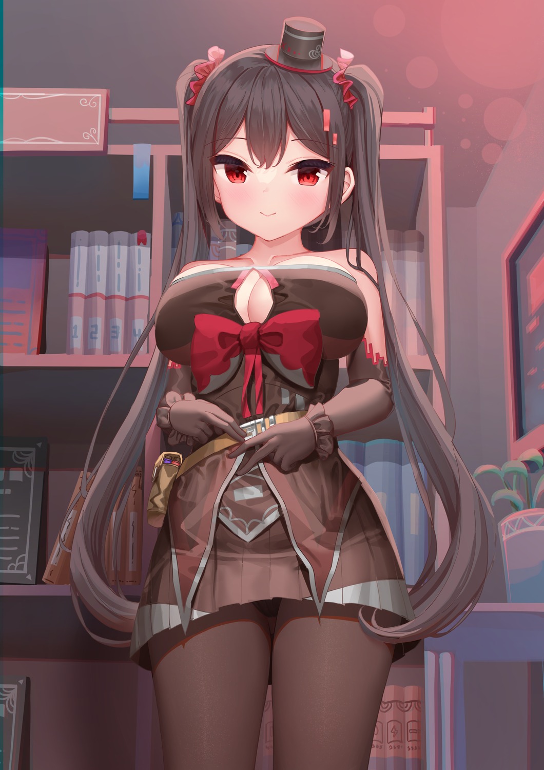 bachibachi_(tisen), cleavage, no_bra, pantyhose