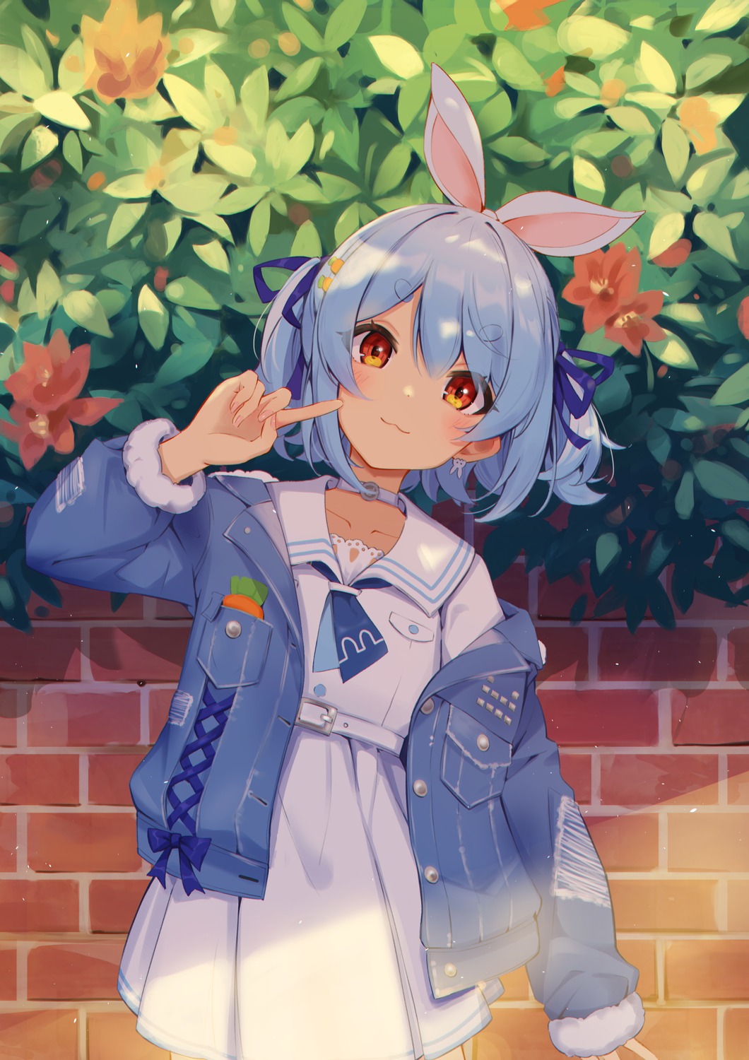 animal_ears, bunny_ears, hololive, seifuku, shyi, usada_pekora