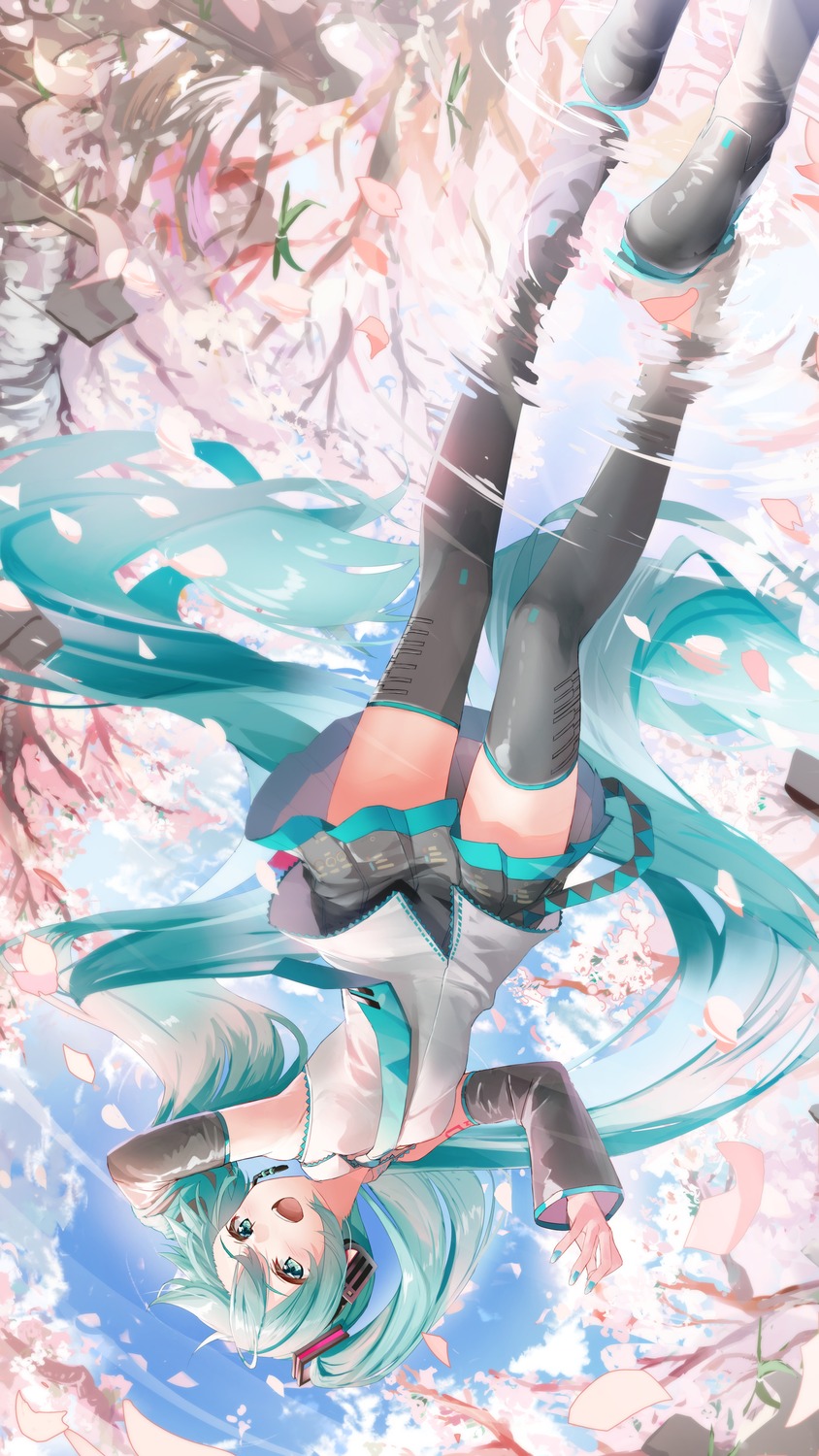 daidou_(demitasse), hatsune_miku, headphones, thighhighs, vocaloid