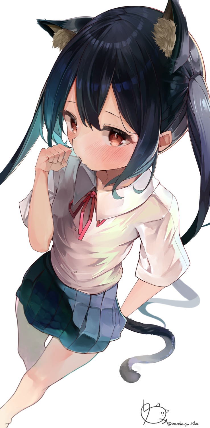 animal_ears, eureka_814, k-on!, nakano_azusa, nekomimi, seifuku, tail