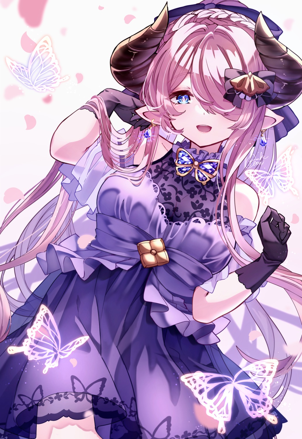 dress, granblue_fantasy, horns, narumeia_(granblue_fantasy), pointy_ears, yoake