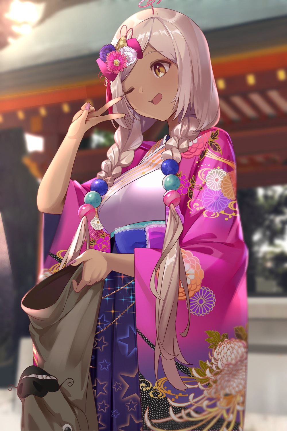 hololive, hololive_english, japanese_clothes, kananote, tsukumo_sana