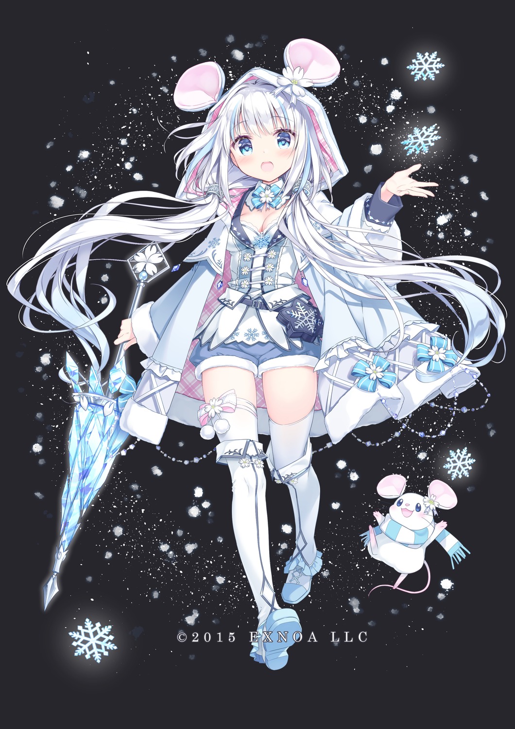 animal_ears, flower_knight_girl, kimishima_ao, thighhighs, weapon