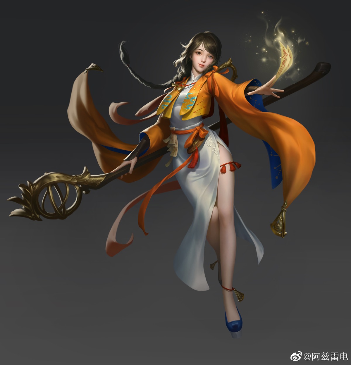 a_zi_lei_dian, asian_clothes, garter, watermark, weapon