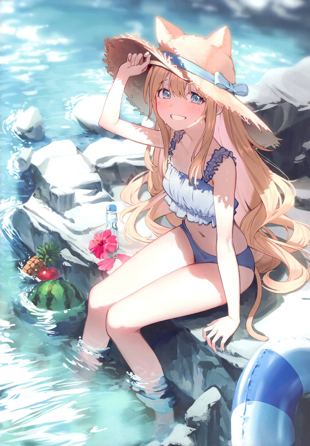 animal_ears, bikini, nyum, nyum_production, swimsuits, tail, wet