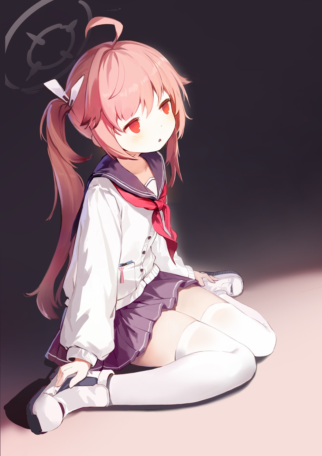 blue_archive, halo, leilin, seifuku, thighhighs, yutori_natsu
