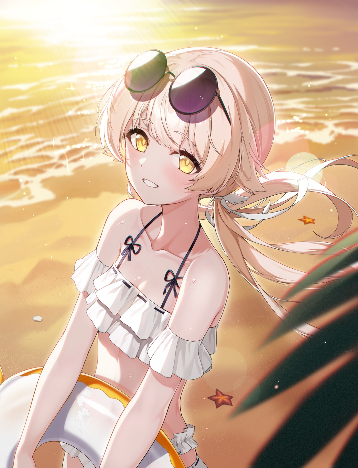 2qba, ajitani_hifumi, blue_archive, halo, megane, swimsuits