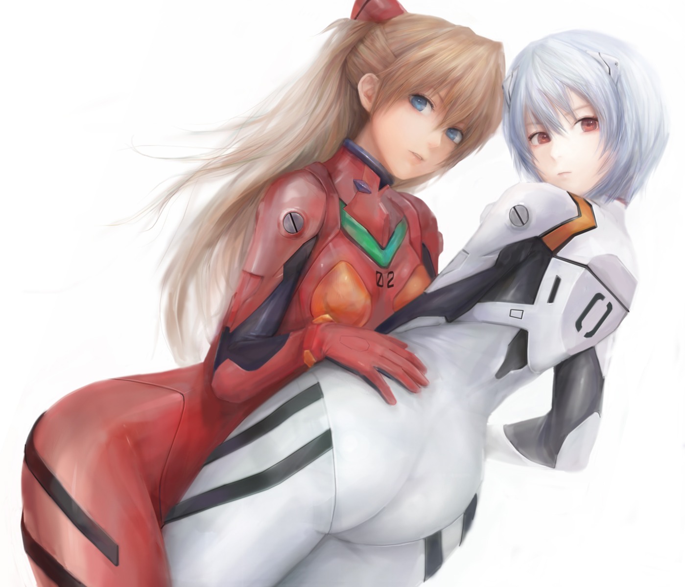 ayanami_rei, bodysuit, miche, neon_genesis_evangelion, souryuu_asuka_langley