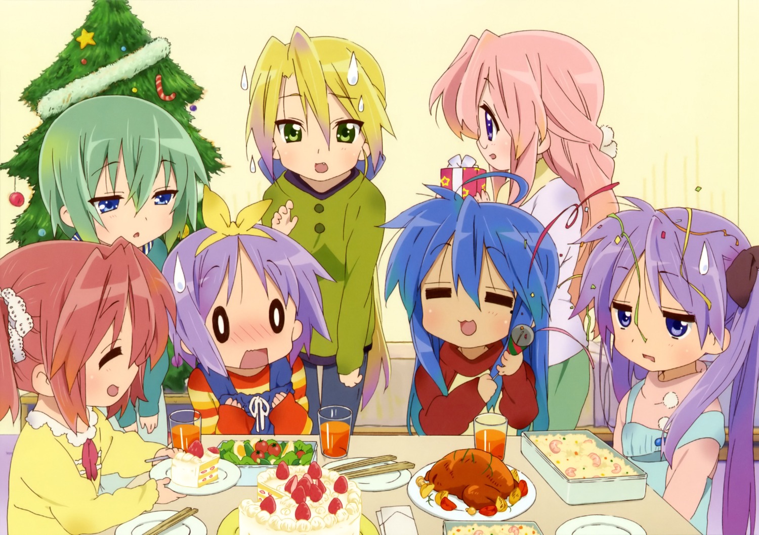 hiiragi_kagami, hiiragi_tsukasa, iwasaki_minami, izumi_konata, kobayakawa_yutaka, kuroi_nanako, lucky_star, takara_miyuki