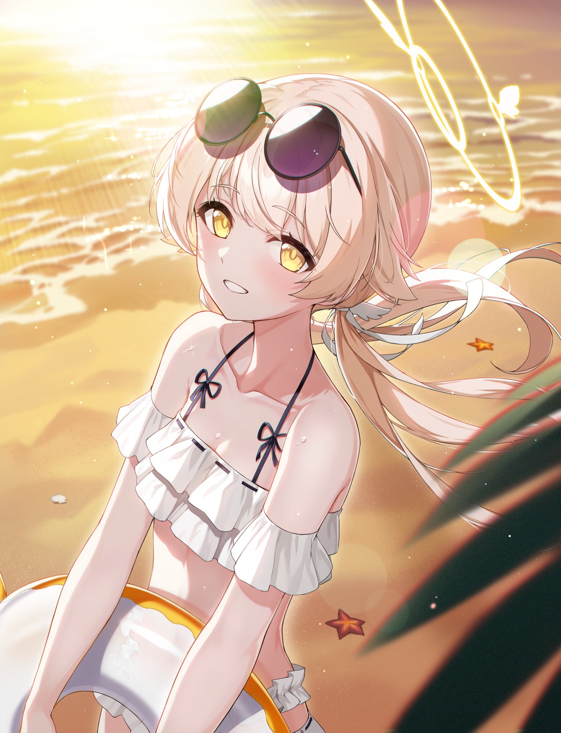 2qba, ajitani_hifumi, artist_revision, blue_archive, halo, megane, swimsuits