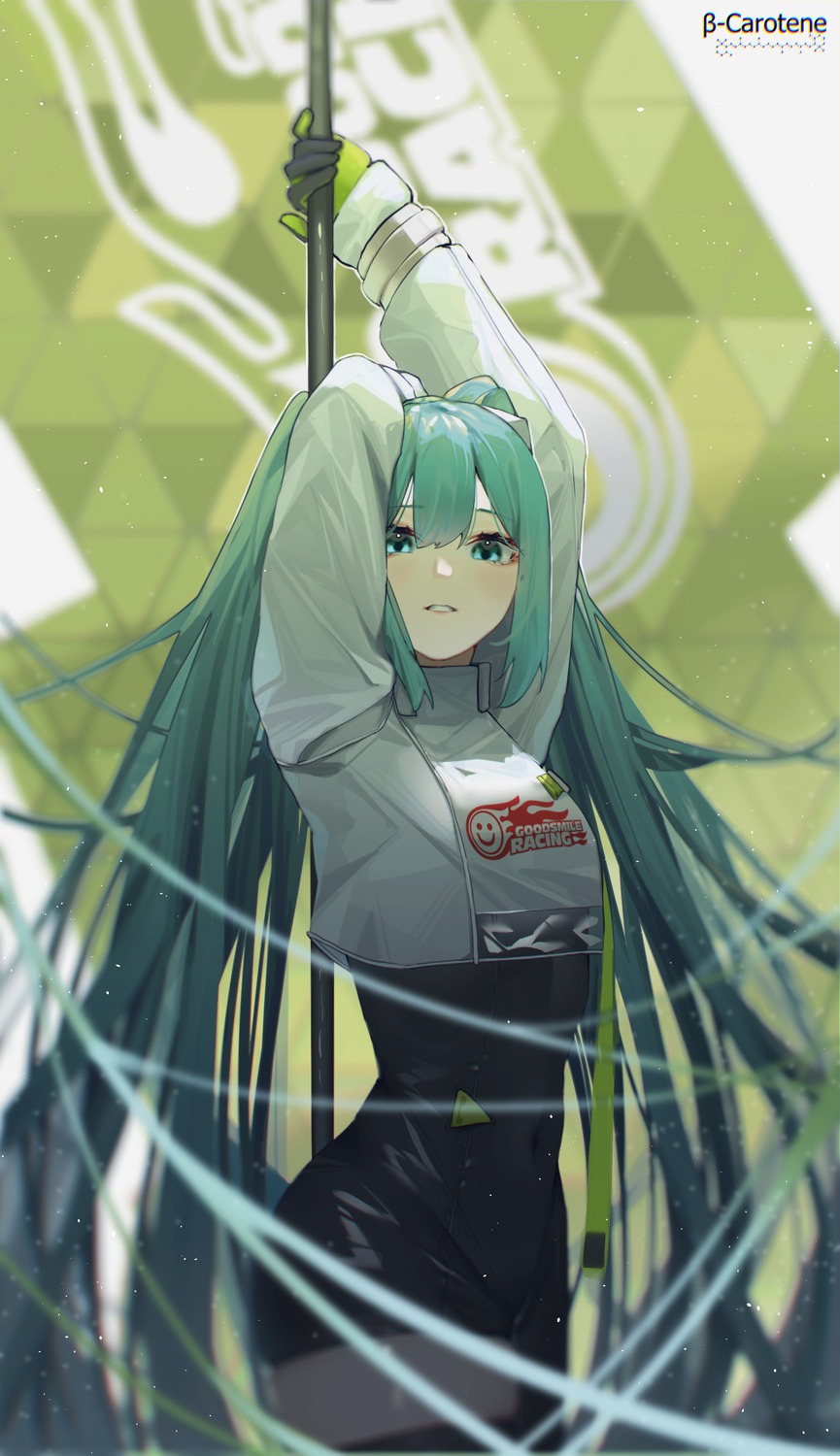 bodysuit, goodsmile_racing, hatsune_miku, lufi_ays, racing_miku, thighhighs, vocaloid