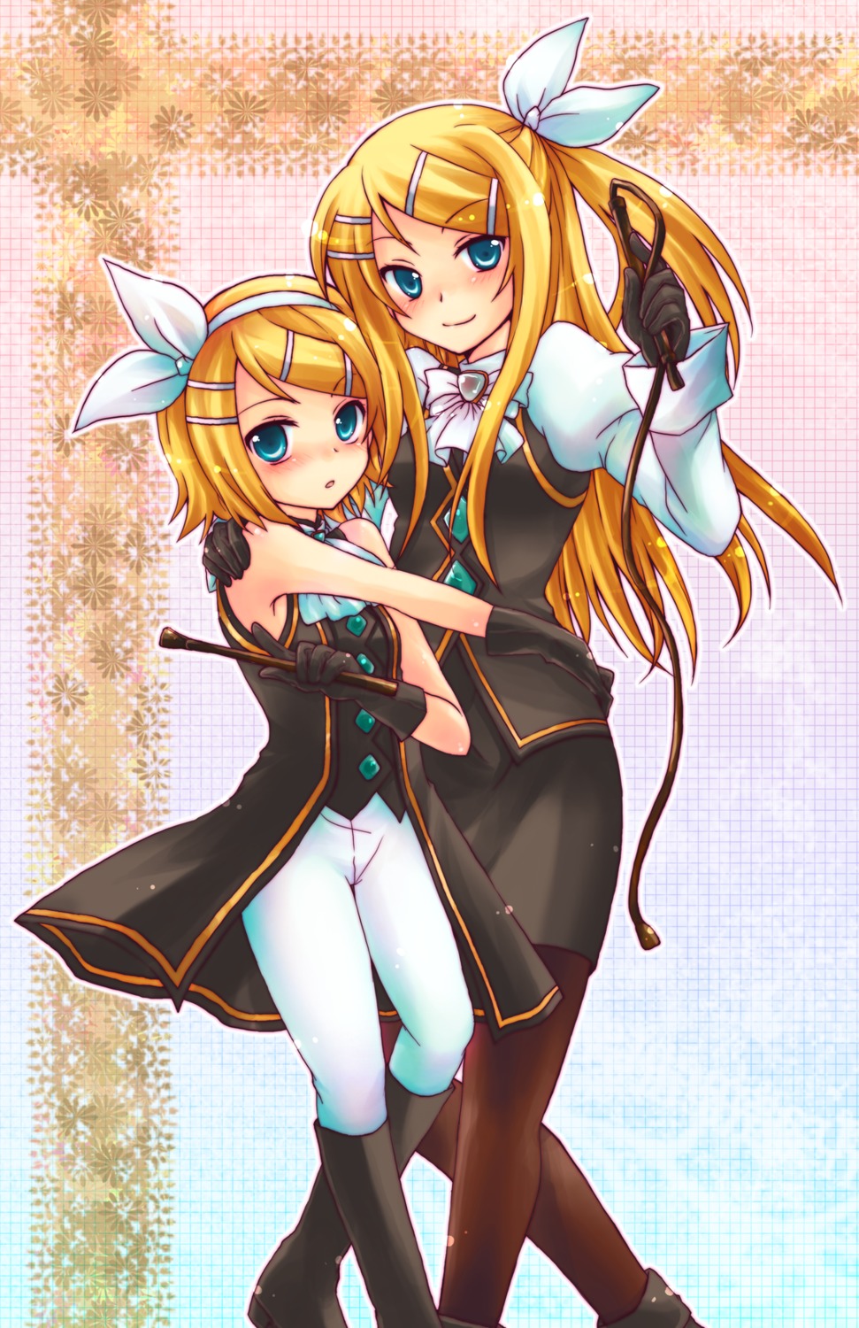 business_suit, cosplay, gyakuten_saiban, kagamine_rin, karuma_mei, kousetsu, pantyhose, vocaloid
