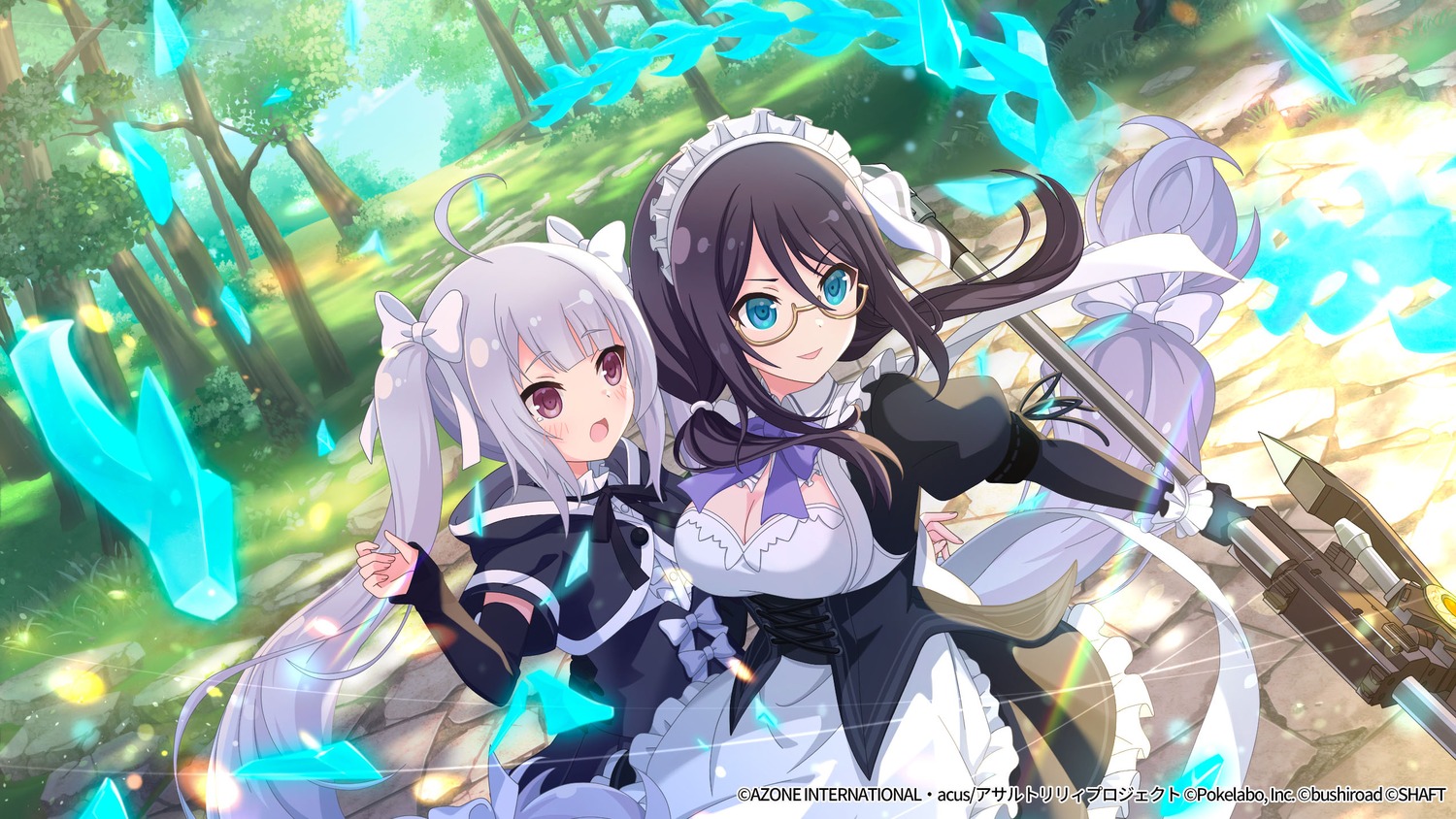 assault_lily, assault_lily_last_bullet, cleavage, maid, megane, tagme, weapon